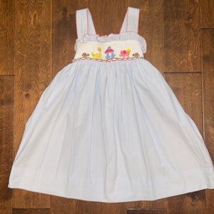 NWOT Cecil & Lou Blue Mini Stripe Smocked Noah's Ark Dress - 5 - price is firm